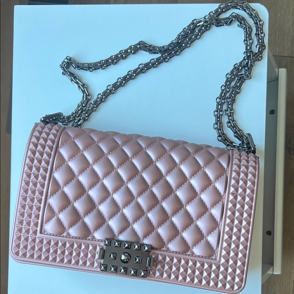 Pink Quilted Chain Shoulder Bag